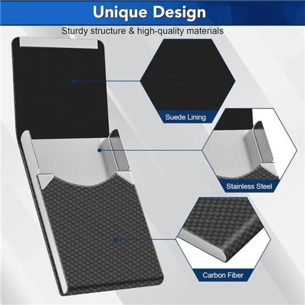 RFID Business Card Holder Metal PU Leather Slim Case for Men Women Pocket